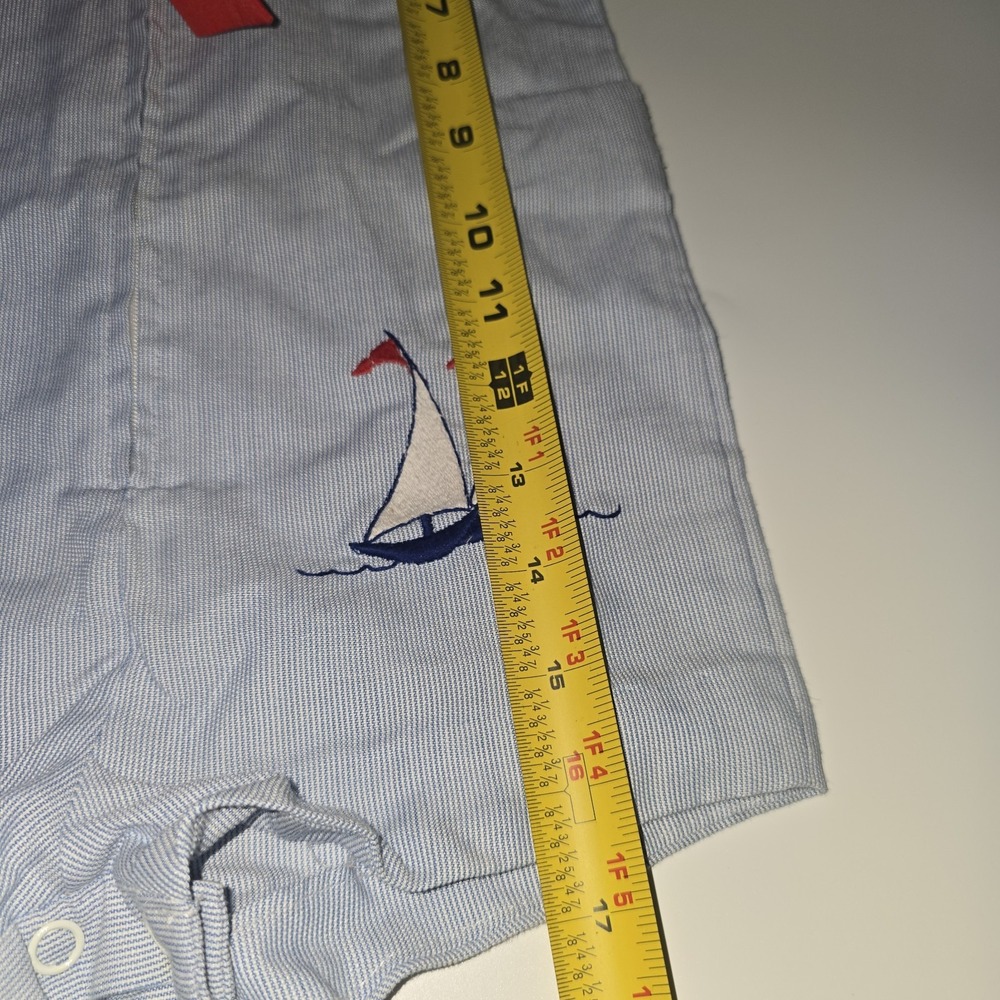 Vintage Baby Sailor Marine Boat Nautical One Piece Suit 6/9 Mos Sailboat - Picture 5 of 7
